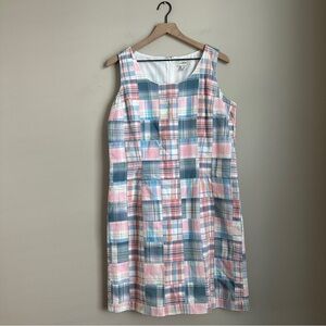 L.L. Bean Women’s Size 14 Patchwork Madras Plaid Sleeveless Dress Cotton Lined